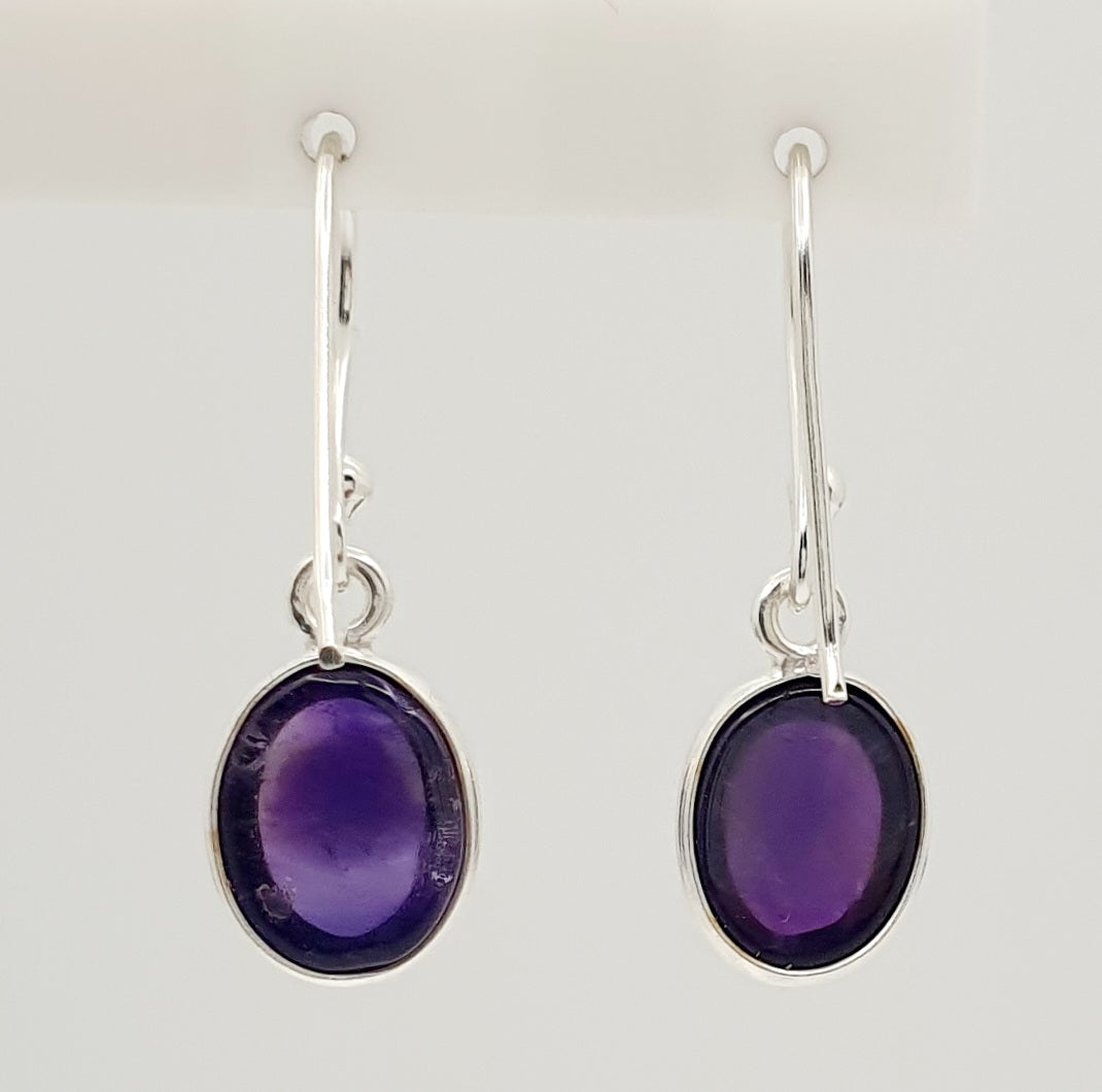 Sterling Silver 8mm X 10mm Amethyst Earring With 2.6cm Drop