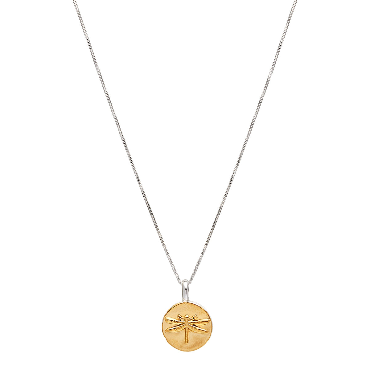 Najo Sterling Silver Chain & Rose Gold Plated Disc Pendant