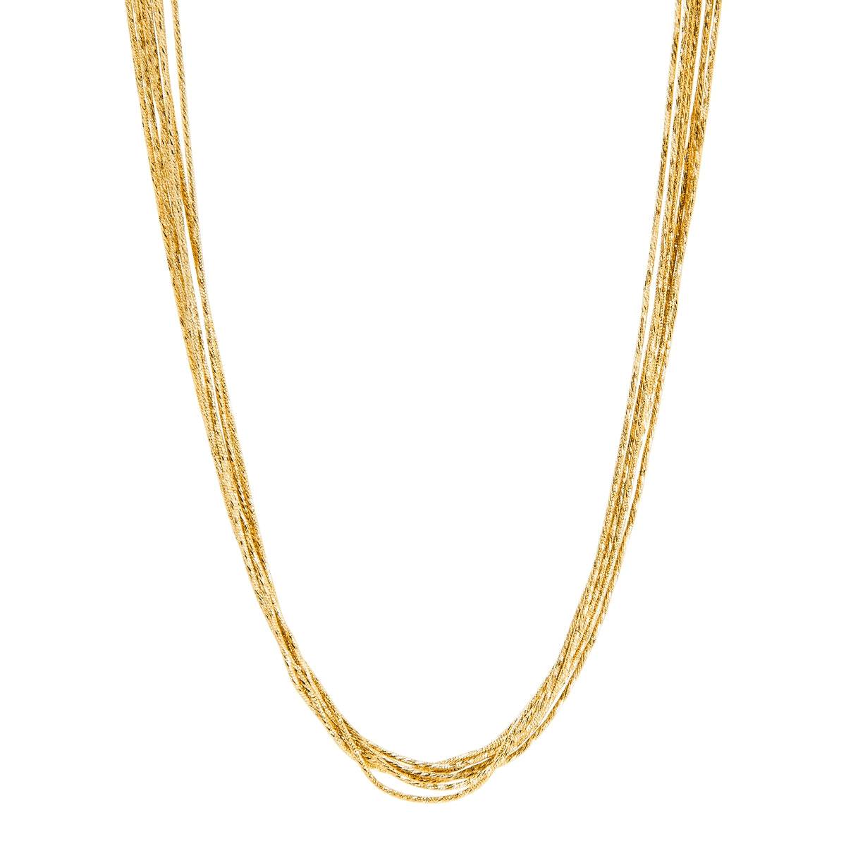 Najo 7-Strand, Yellow Gold Plated Silver Diam-Cut Fancy Chain Necklace, 44Cm + 5Cm Ext,