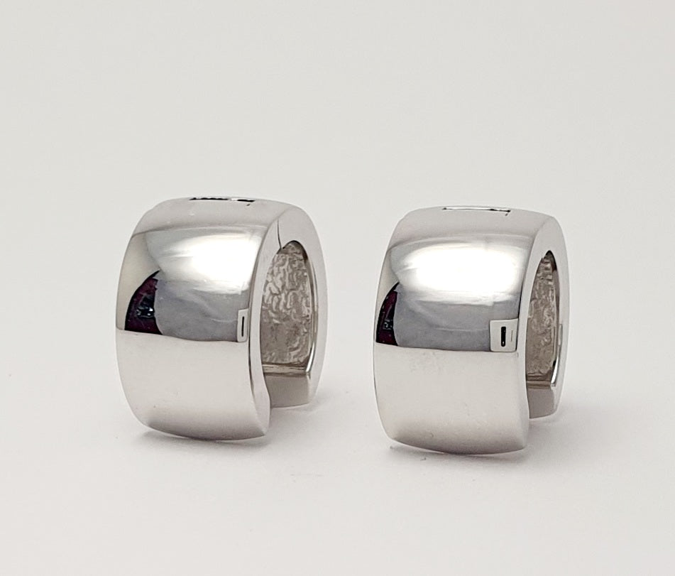 Breuning Sterling Silver Huggie Earrings With Rhodium Plating