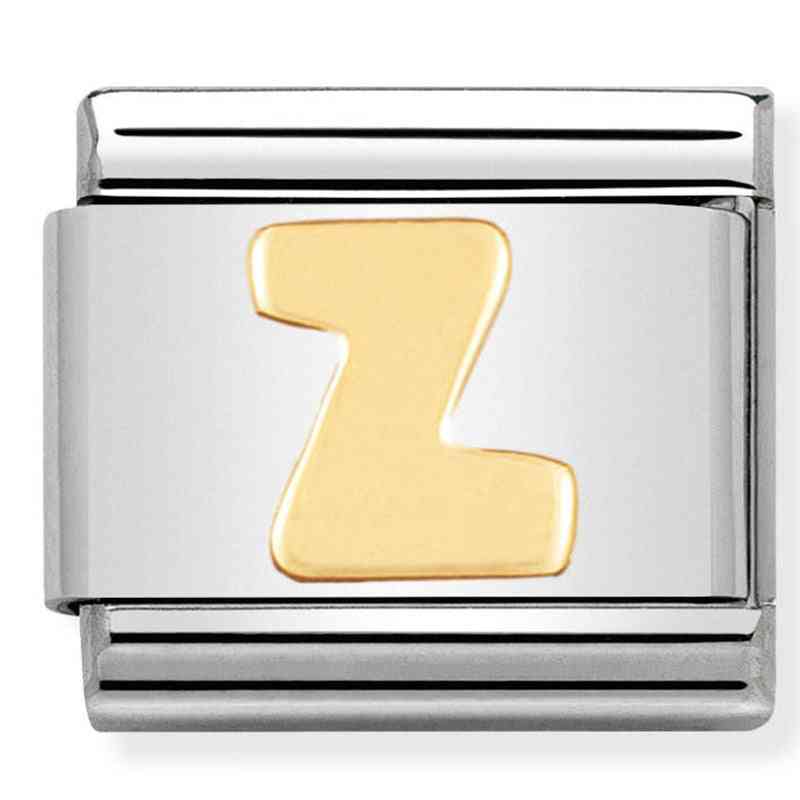 Nomination Letter Y Bracelet Link Charm Stainless Steel With Solid 18K Yellow Gold Letter